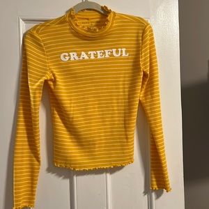 Adorable ruffle mid neck crop top long sleever